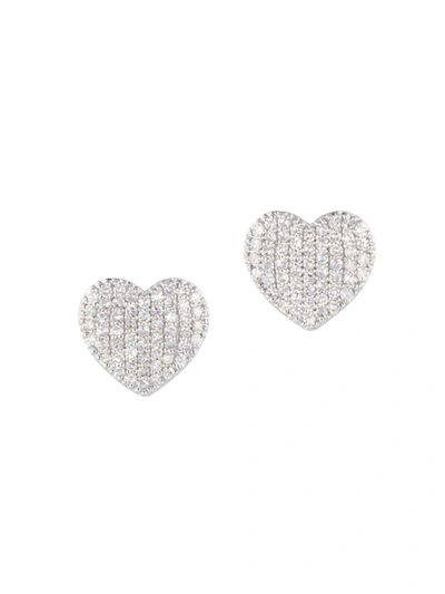 Phillips House 14k White Gold & Diamond Heart Stud Earrings