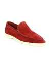Loro Piana Men's Summer Walk Suede Loafers In Sour Cherry