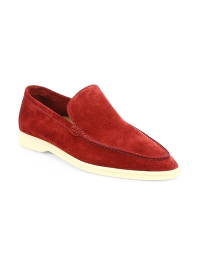 Loro Piana Men's Summer Walk Suede Loafers In Brick Red