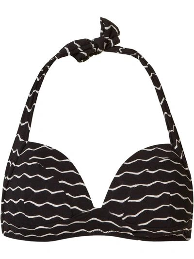 Amir Slama Striped Bikini Top In Black