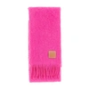Loewe Leather-trimmed Fringed Mohair-blend Scarf In Shocking Pink