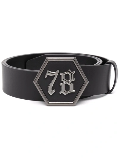 Philipp Plein Gothic Logo-buckle Belt In Schwarz