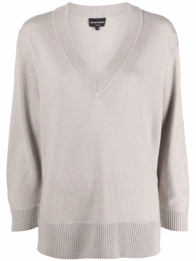 Emporio Armani V-neck Cashmere Jumper In Nude