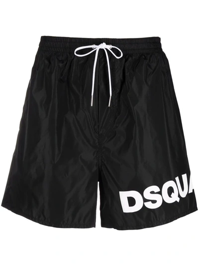 Dsquared2 Nylon Swim Trunks With Logo Print - Atterley In Schwarz