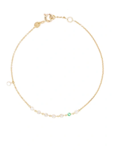 White Bird 18kt Yellow Gold Clarisse Diamond And Emerald Bracelet