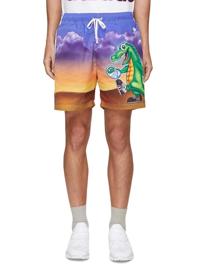 Adidas X Kerwin Frost Alligator Graphic Print Drawstring Shorts In Multi-colour