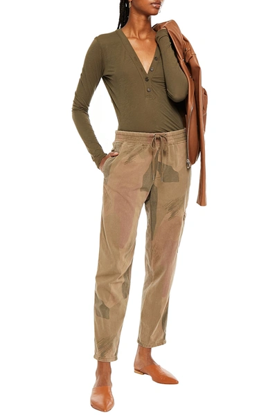 James Perse Printed Cotton-twill Tapered Trousers In Neutrals