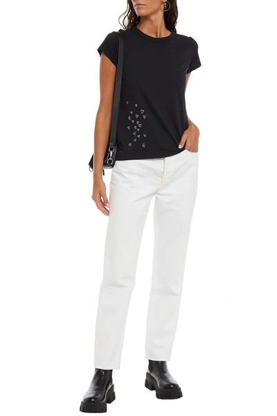 Rag & Bone Printed Organic Pima Cotton-jersey T-shirt In Black