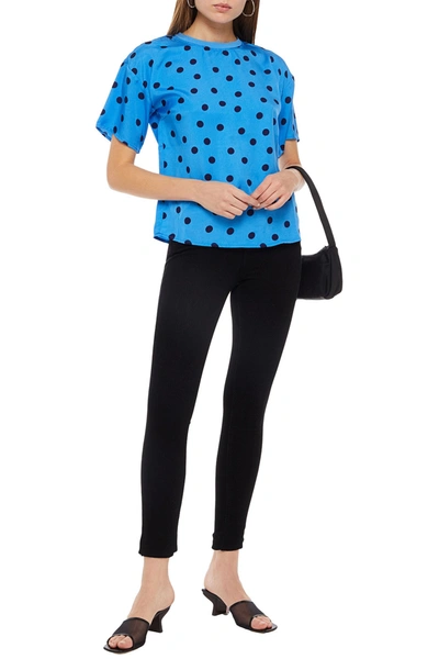 Gestuz Elsie Polka-dot Satin-twill Top In Azure