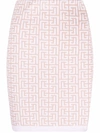 Balmain Metallic Jacquard Monogram Mini Skirt In Nude