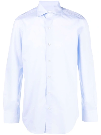 Finamore 1925 Napoli Long-sleeve Cotton Shirt In Blau