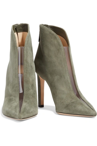 Jimmy Choo Bowie 100 Suede Ankle Boots In Grey Green