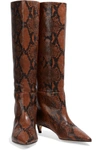 JIMMY CHOO MAXIMA 35 SNAKE-EFFECT LEATHER KNEE BOOTS,3074457345627940194