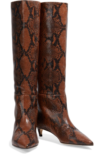 Jimmy Choo Maxima 35 Snake-effect Leather Knee Boots In Animal Print