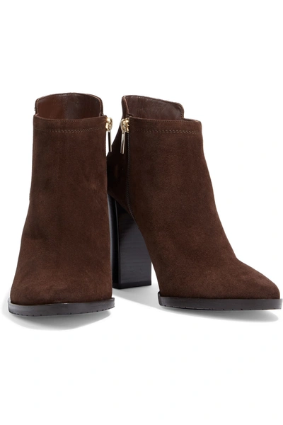 Jimmy Choo Hart 95 Suede Ankle Boots In Chocolate