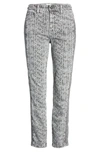 Wash Lab Snake Print Side Ruched Ankle Jeans In Black Momba