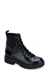 Kenneth Cole New York Rhode Light Lace-up Lug Sole Combat Boot In Black