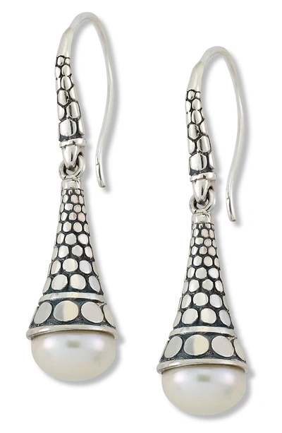 Samuel B. Sterling Silver 9-10mm Natural Pearl Cone Drop Earrings In White