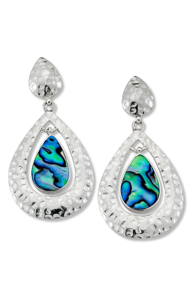 Samuel B. Sterling Silver Abalone Teardrop Earrings In Blue And Green