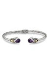 Samuel B. 18k & Silver 2.60 Ct. Tw. Amethyst Twisted Cable Bangle Bracelet In Purple