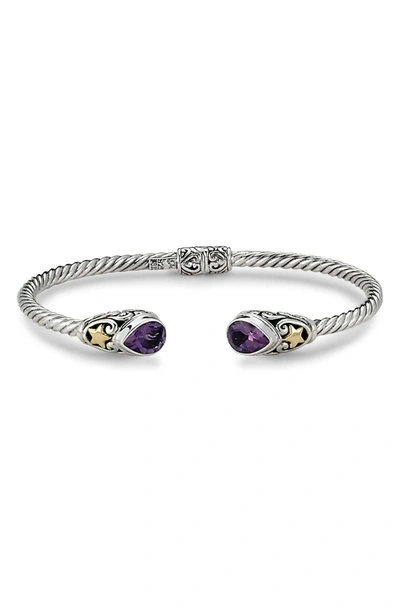 Samuel B. 18k Yellow Gold & Sterling Silver Amethyst Twist Bangle Bracelet In Purple