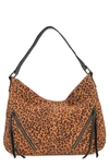 American Leather Co. Ripley Leather Hobo Bag In Leopard With Black