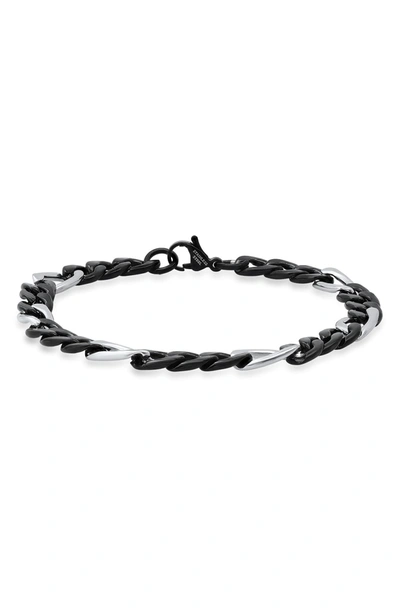 Hmy Jewelry Stainless Steel Two Tone Black Ip Chain Bracelet