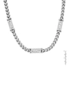 HMY JEWELRY STAINLESS STEEL SIMULATED DIAMOND WHEAT CHAIN NECKLACE