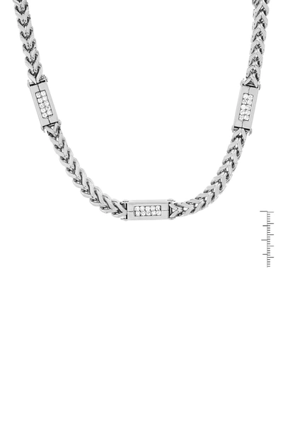 Hmy Jewelry Stainless Steel Simulated Diamond Wheat Chain Necklace In Metallic