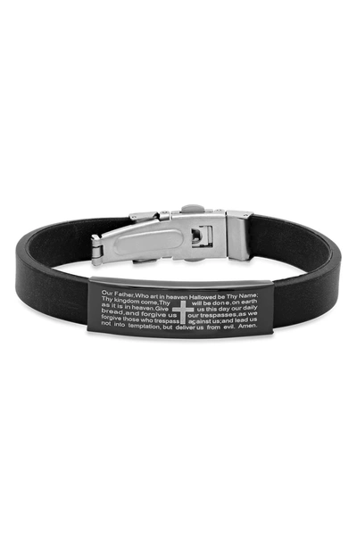 Hmy Jewelry Black Rubber Lord's Prayer Bracelet