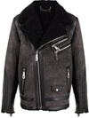 Philipp Plein Faux-shearling Suede Biker Jacket In Black