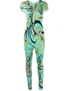 Pucci Onde-print Pattern-jacquard Jumpsuit In Blue