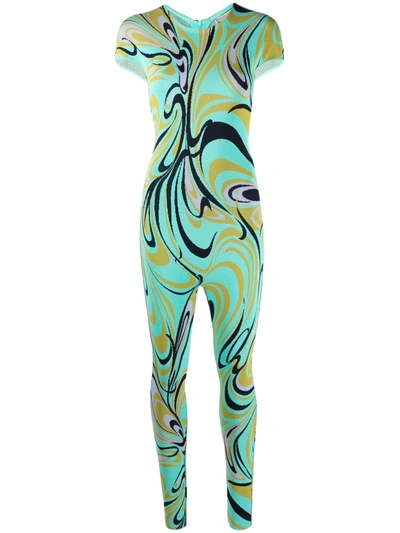 Emilio Pucci Onde-print Pattern-jacquard Jumpsuit In Blue