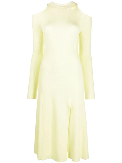 Stella Mccartney Knitted Midi Dress In Yellow
