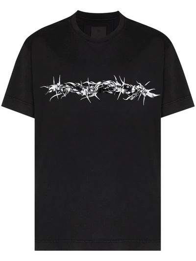 Givenchy Black Oversized Barbed Wire Flocked T-shirt