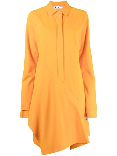 Off-white Panelled Shirt Dress In Yellow