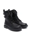 Geox Studded Lace-up Boots In Black