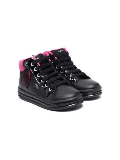 Geox Kids' Lace-up Ankle Boots In Black