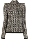 Balmain Jacquard-knit Turtleneck Sweater In Black