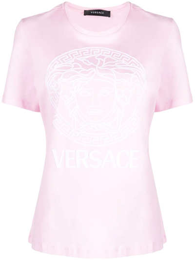 Versace 美杜莎头纹logo T恤 In Pink