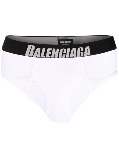 Balenciaga Logo裤腰三角内裤 In White