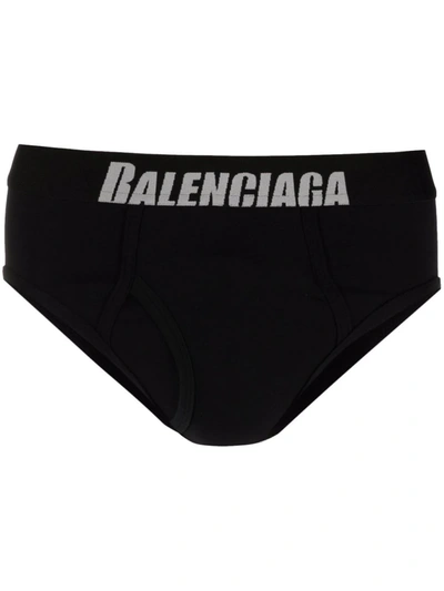 Balenciaga Logo裤腰三角内裤 In Black