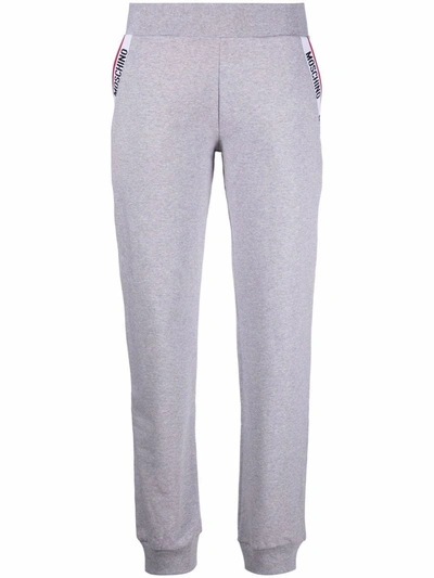 Moschino Logo-tape Lounge Trousers In Grey