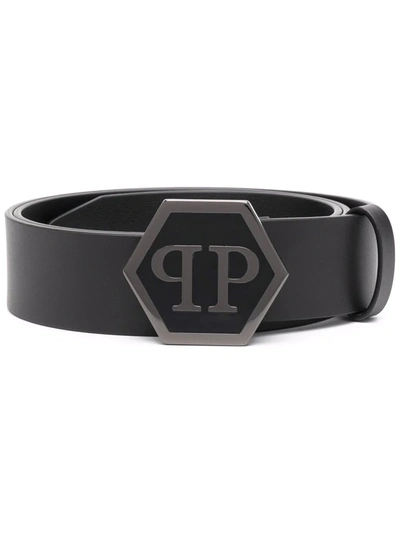 Philipp Plein Hexagonal Logo-buckle Belt In Black