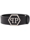 PHILIPP PLEIN HEXAGONAL LOGO-BUCKLE BELT