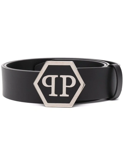 Philipp Plein Hexagonal Logo-buckle Belt In Black