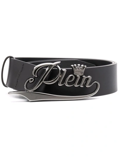 Philipp Plein King Logo Buckle Belt In Black