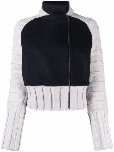 Ports 1961 Bomber Pullover Knit Jacket In Grey