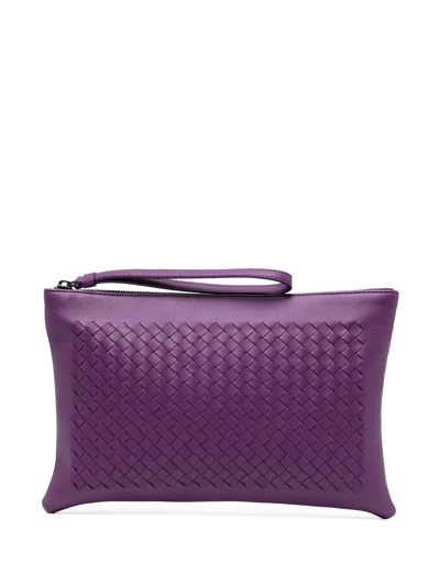 Pre-owned Bottega Veneta Intrecciato Clutch Bag In Purple