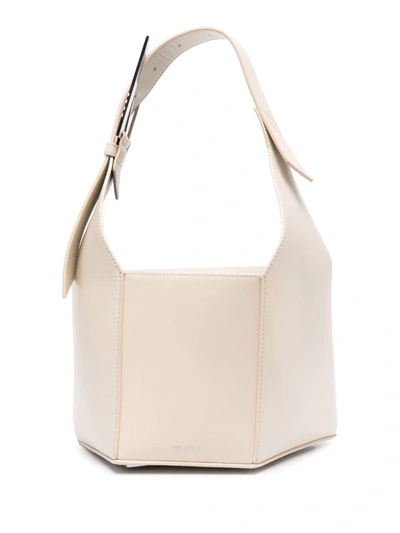 Attico Panelled Leather Tote Bag In Beige